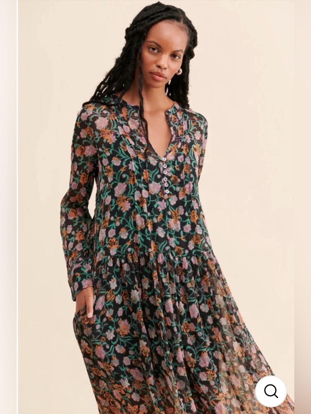 Free People Women's See It Through Floral Long Sleeve Maxi Dress $168 Medium